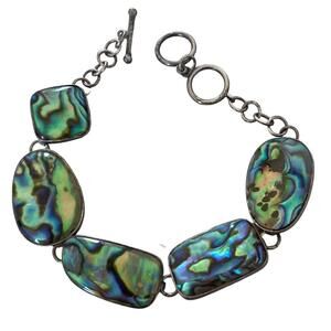 Lucas Lameth abalone sterling silver bracelet 7"-8" toggle clasp link bracelet